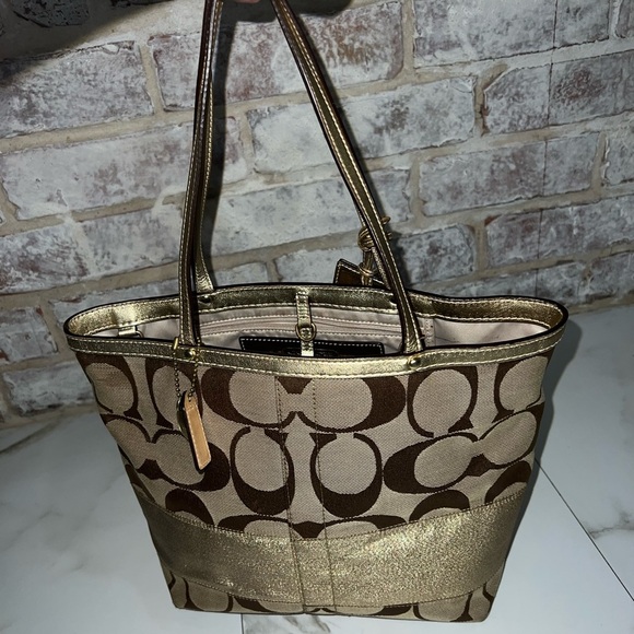Authentic Brown and gold Coach Purse - Picture 3 of 9